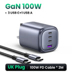 100W 4-Port GaN Fast Wall Charger with UK Plug