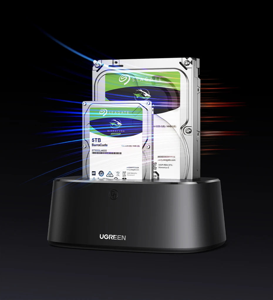 Dual-Bay Hard Drive Docking Station for 2.5/3.5 Inch SATA HDD SSD - 20