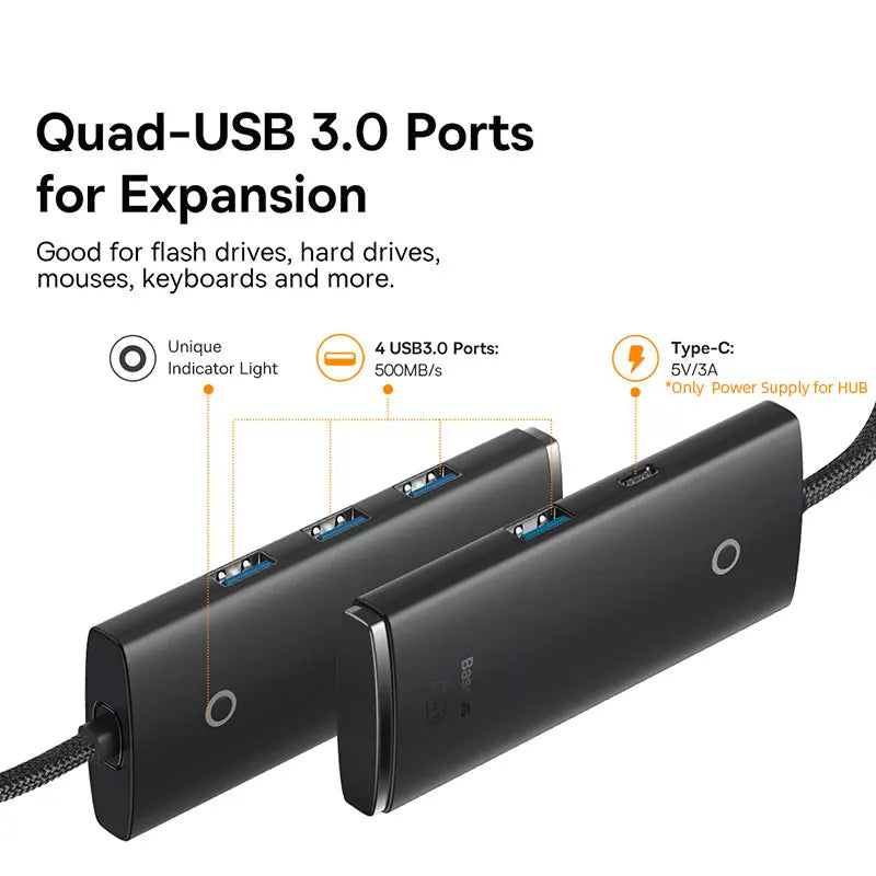 4-in-1 USB-C to USB 3.0 Multi-Port Adapter Hub - 2