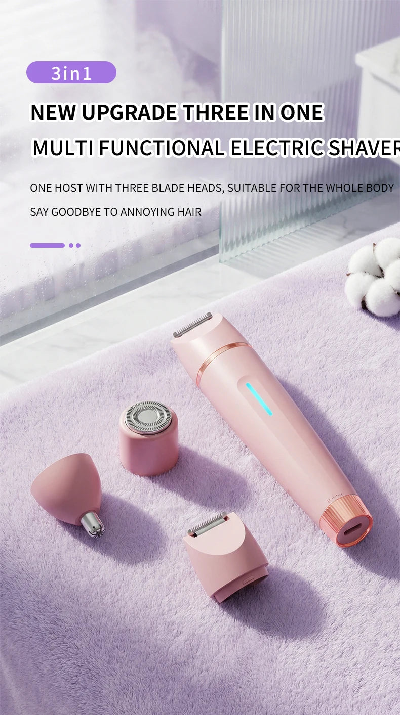 3-in-1 Electric Waterproof Women's Hair Shaver and Bikini Trimmer
