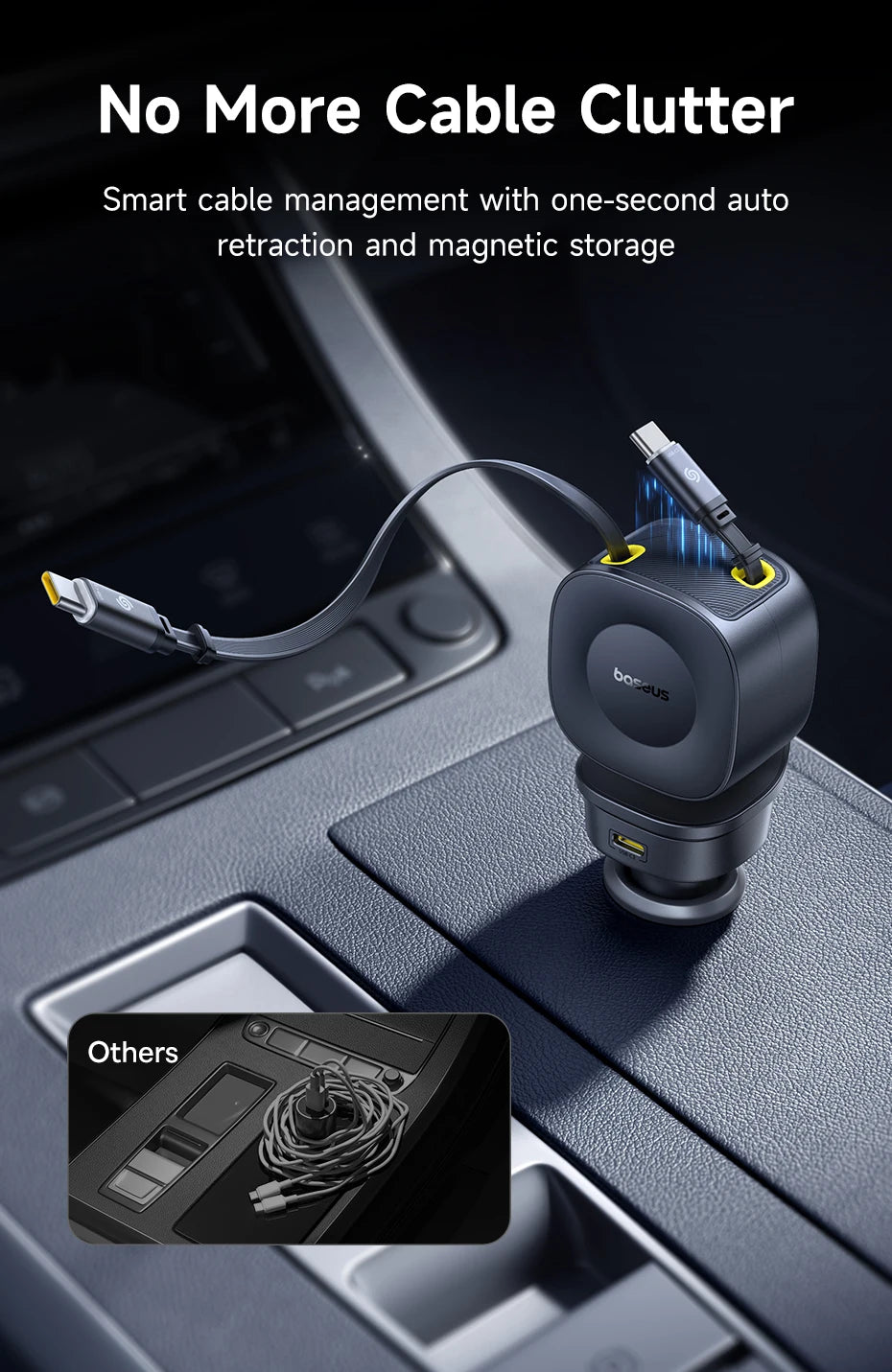 4-Port Fast Car Charger with Retractable Cables