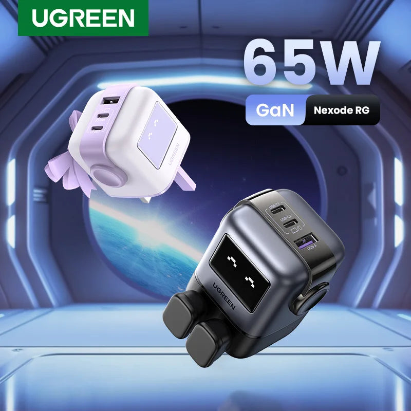 65W GaN USB-C Fast Charger with LED Display for Laptops and Phones - 1