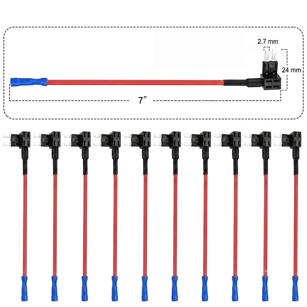 10pcs Car Fuse Holder Circuit Tap Adapter Micro Mini Standard Size