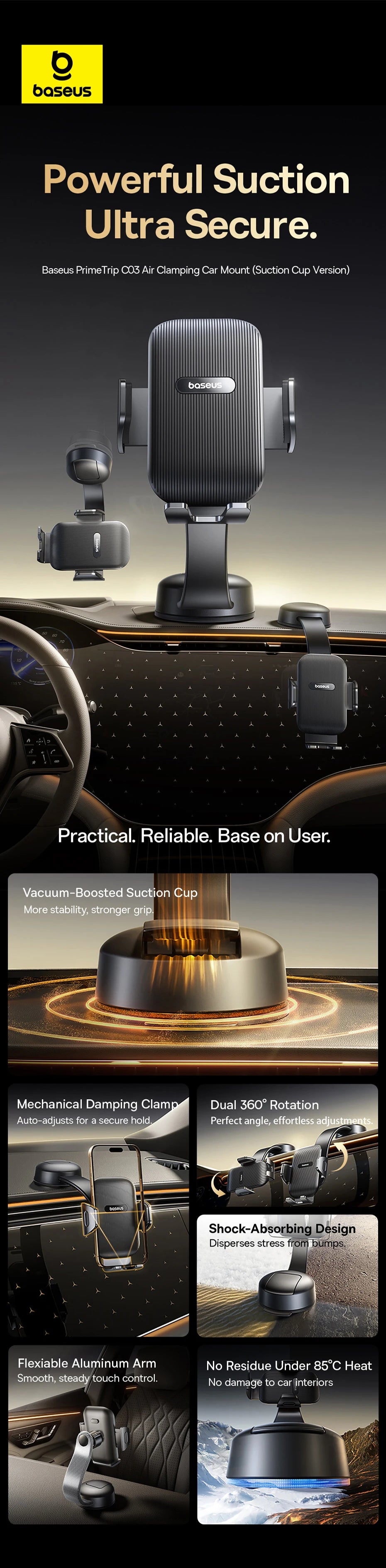 Foldable Dashboard Suction Cup Car Phone Mount