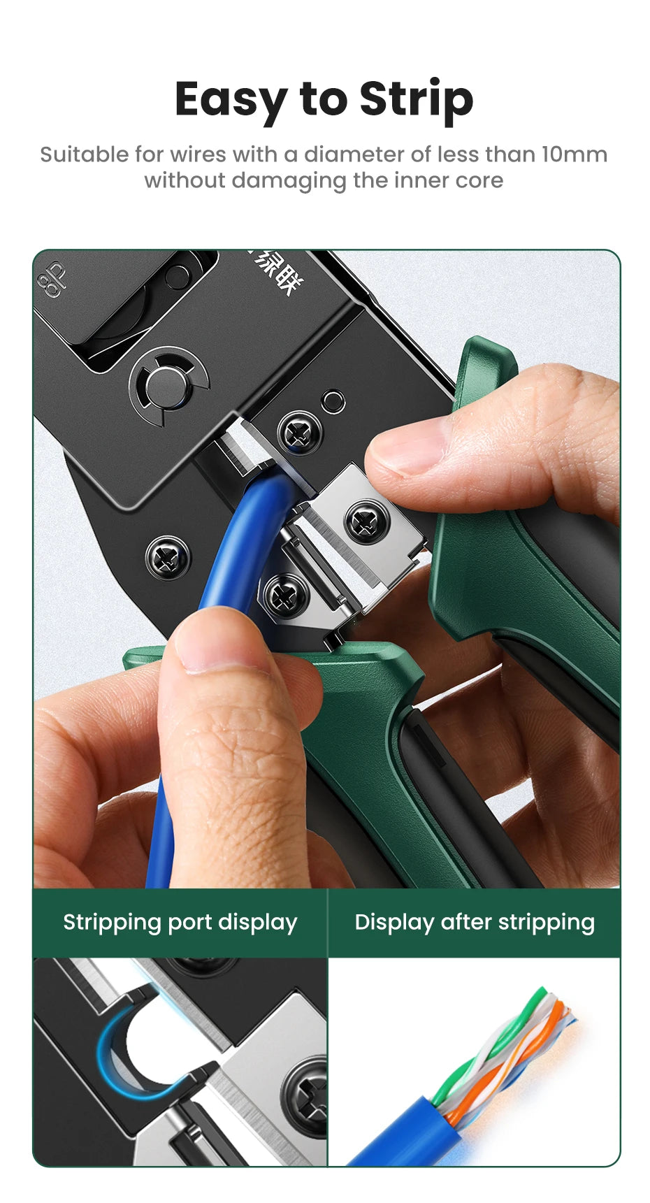 Multifunctional Ethernet Cable Crimper for RJ45 and RJ12 Connectors - 12