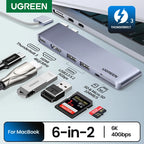 6-in-2 USB-C Hub Adapter for MacBook Pro and Air