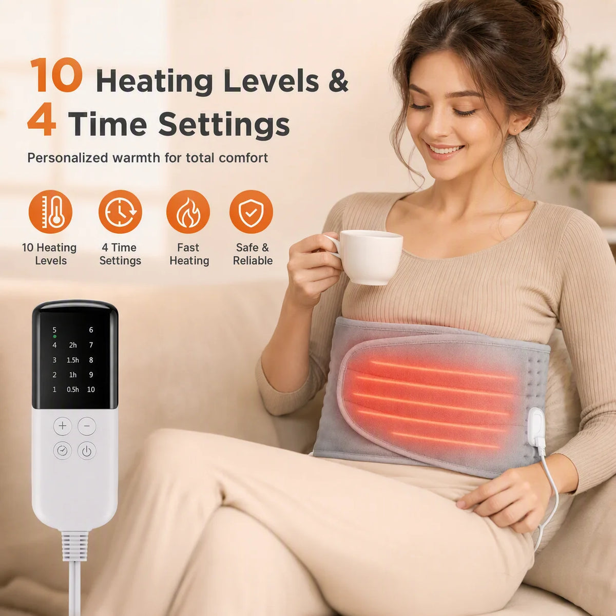 Heated Waist and Abdomen Wrap with Hand Pockets