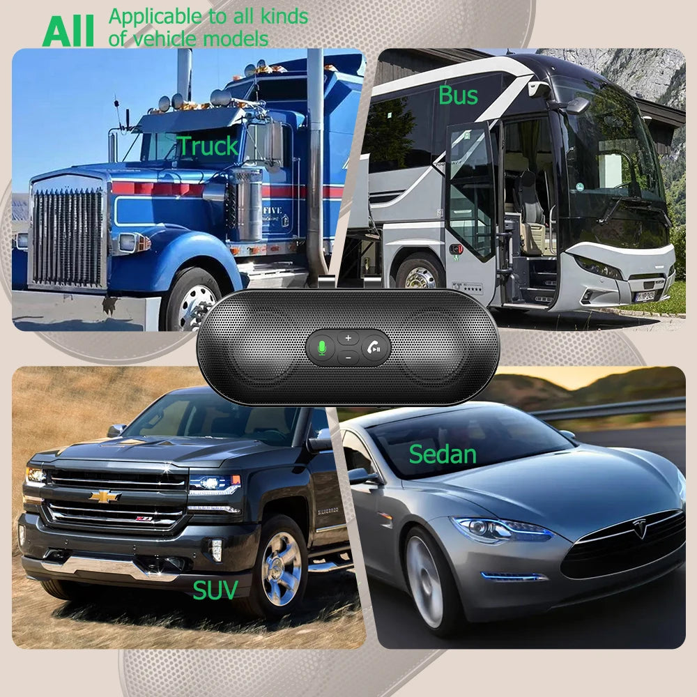Bluetooth 5.4 Handsfree Car Kit Dual 3W Speakerphone Sun Visor Mount