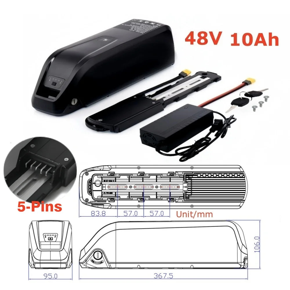 48V Hailong E-Bike Battery Pack with USB Charging Port
