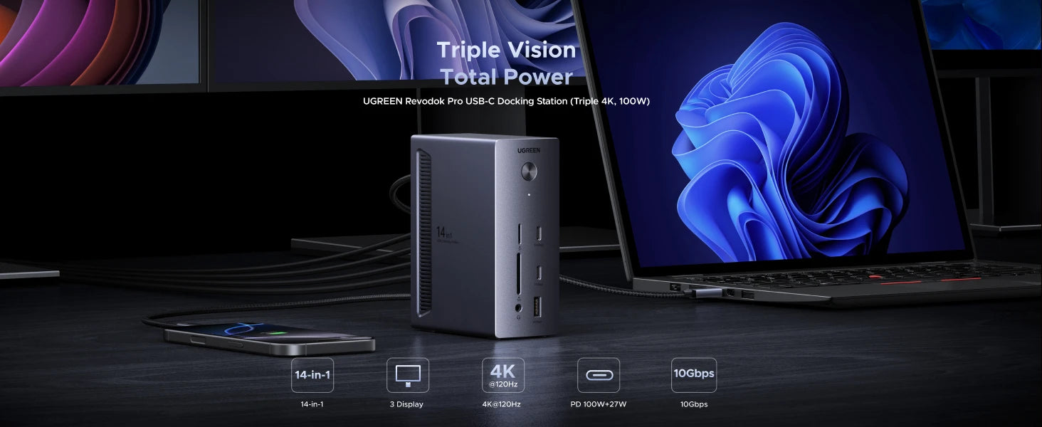 14-in-1 USB-C Docking Station with Dual 4K Display and M.2 SSD Slot - 7