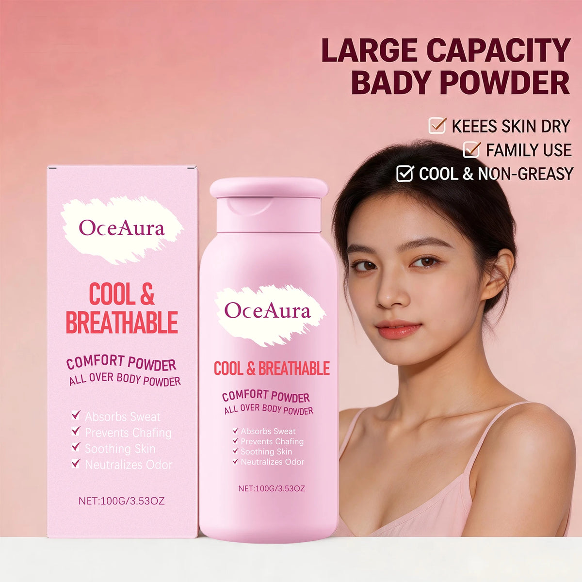 All-Over Body Cooling and Sweat Absorbing Comfort Powder
