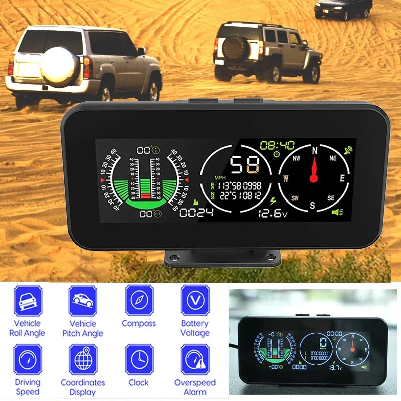 M60 GPS Car HUD Inclinometer Speedometer Voltage Monitor Clock