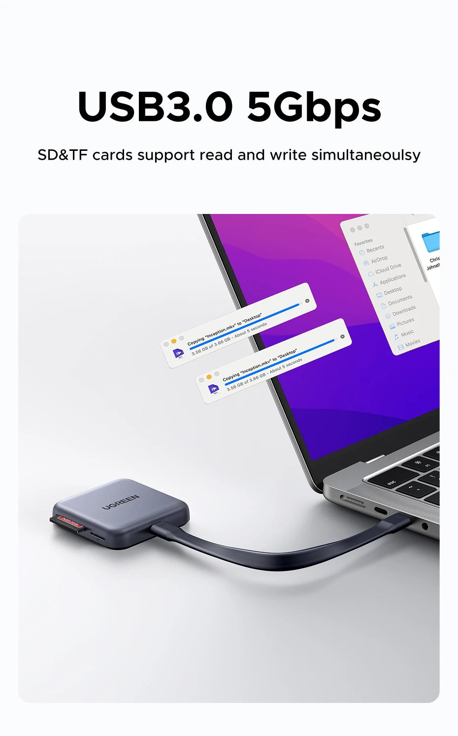Magnetic USB-C SD and TF Memory Card Reader
