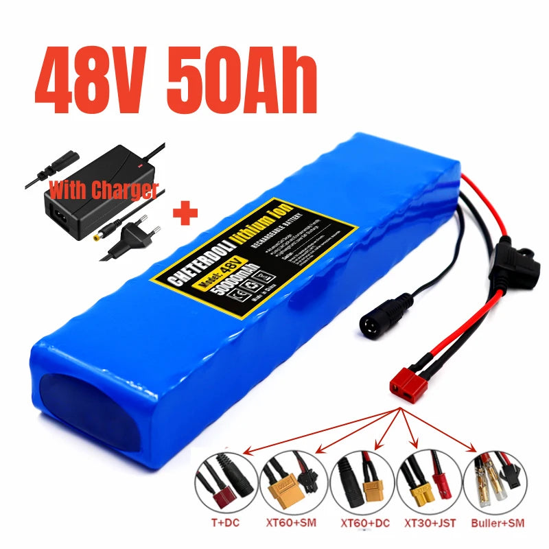 48V 50Ah Rechargeable Lithium-Ion Battery Pack with Charger - 8