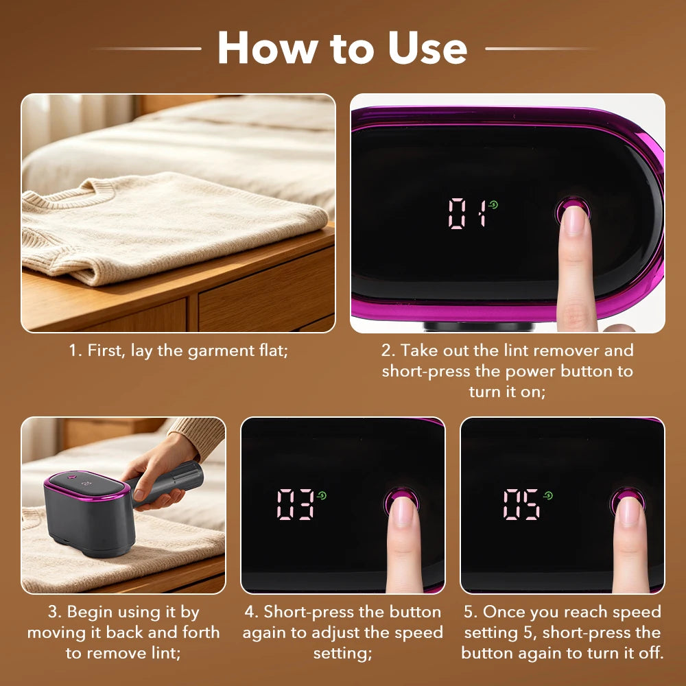 5-Speed Rechargeable Electric Fabric Shaver and Lint Remover