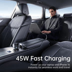 60W Retractable Fast Car Charger with 3 Ports