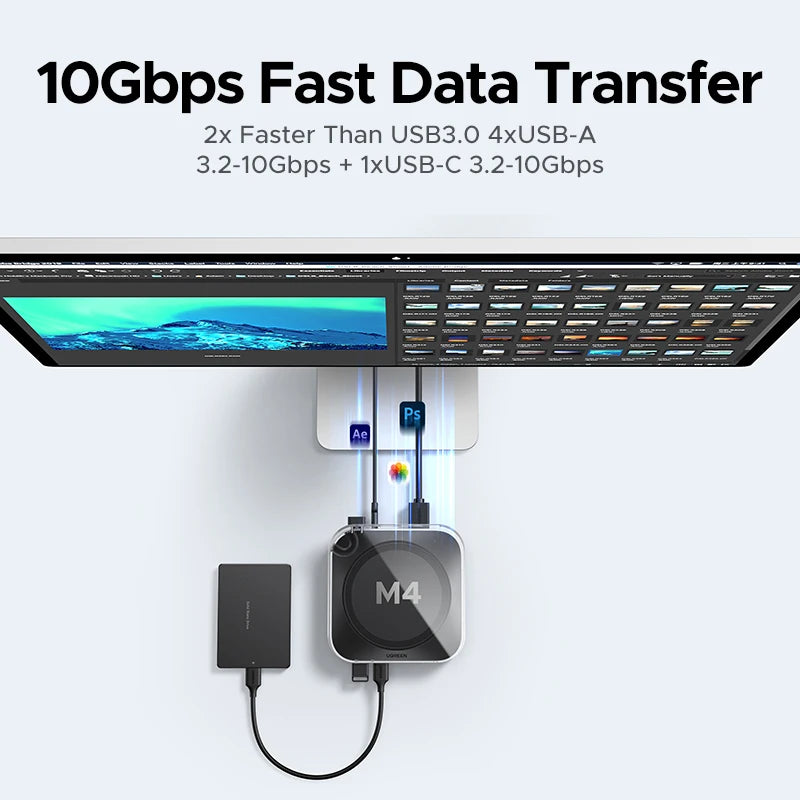 10-in-1 Docking Station for Mac Mini M4 with M.2 NVMe SSD Slot - 6