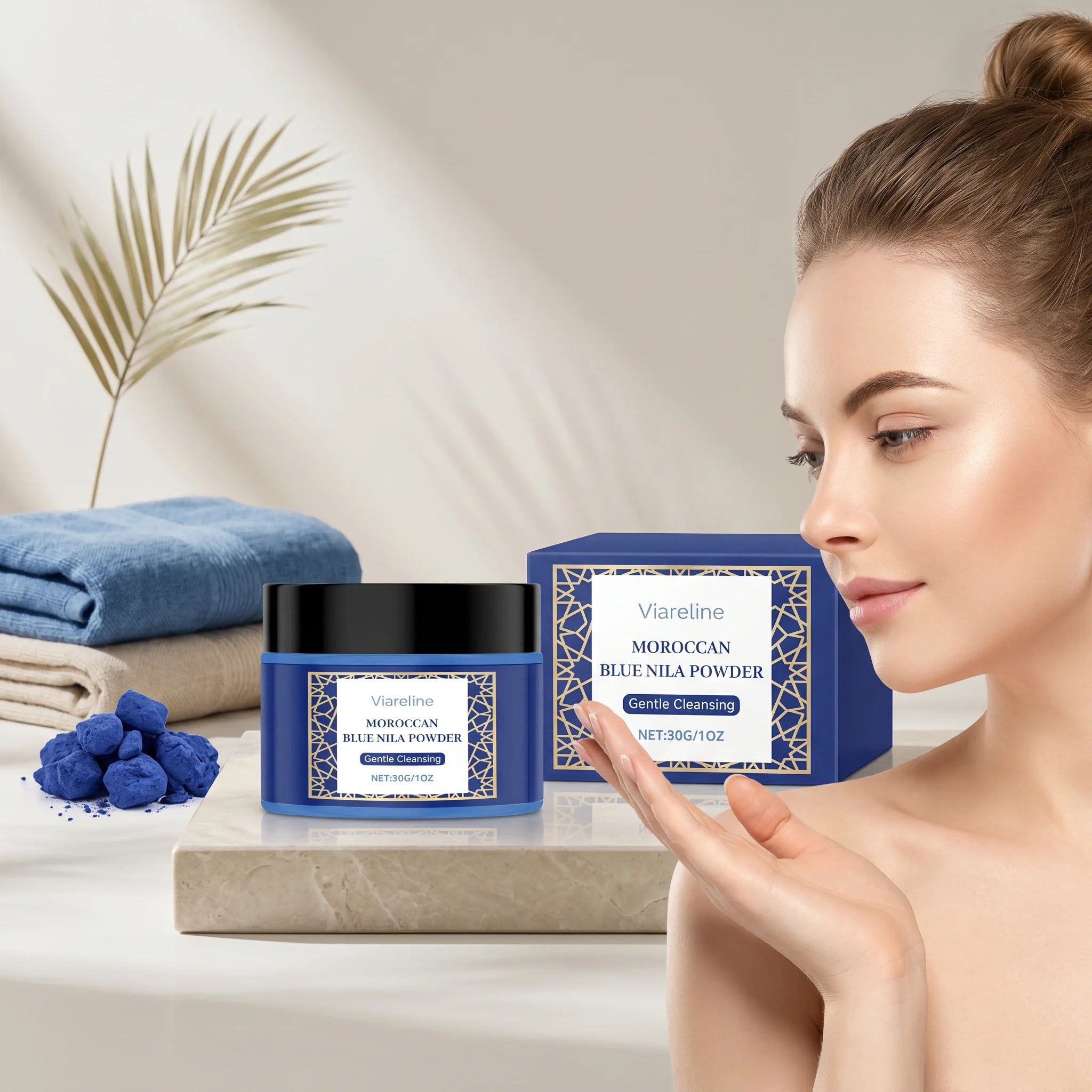 Moroccan Blue Nila Powder for Face Brightening and Cleansing - 1