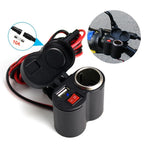 Motorcycle Handlebar 12V USB Charger and Cigarette Lighter Socket