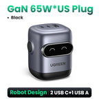 65W GaN Fast Wall Charger with 3 Ports for Laptops and Smartphones