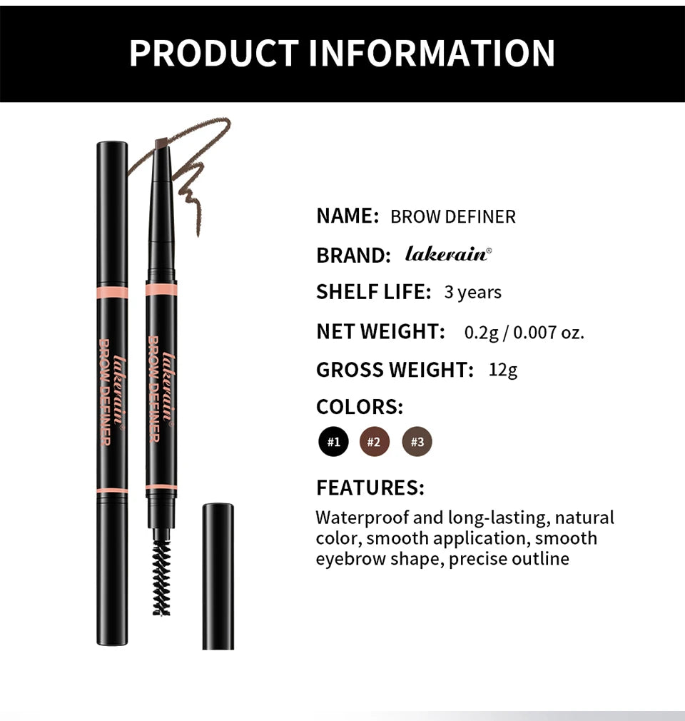 Waterproof Triangular Tip Eyebrow Pencil with Spoolie Brush - 17