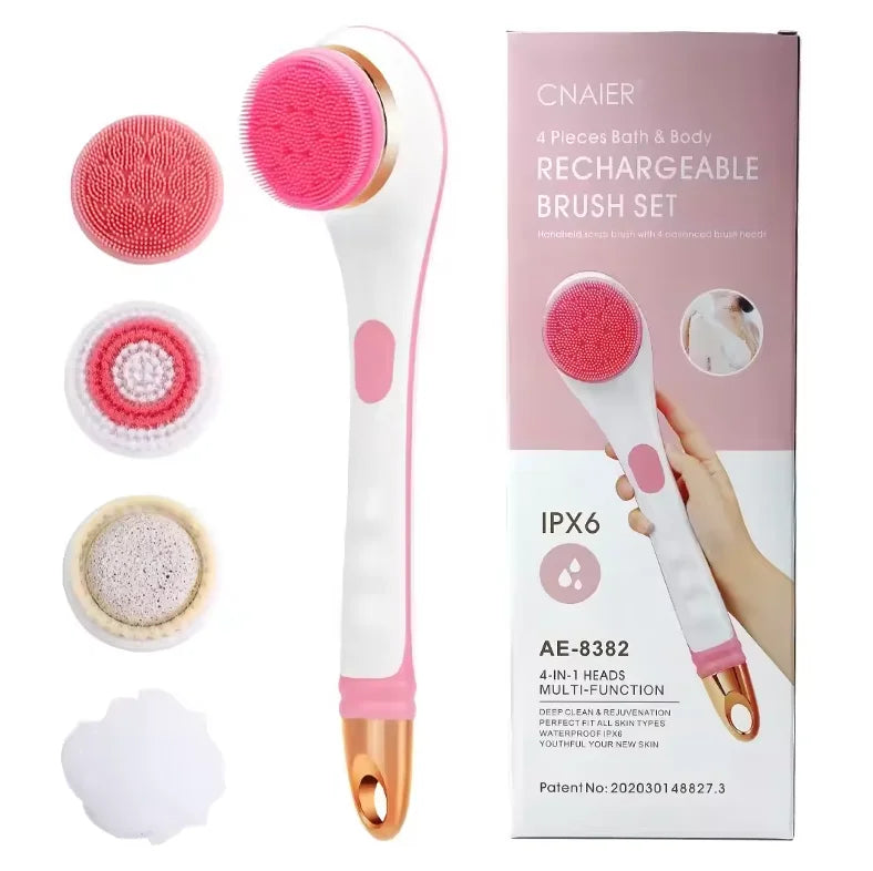 Electric Rechargeable Long Handle Body Scrubbing Bath Brush