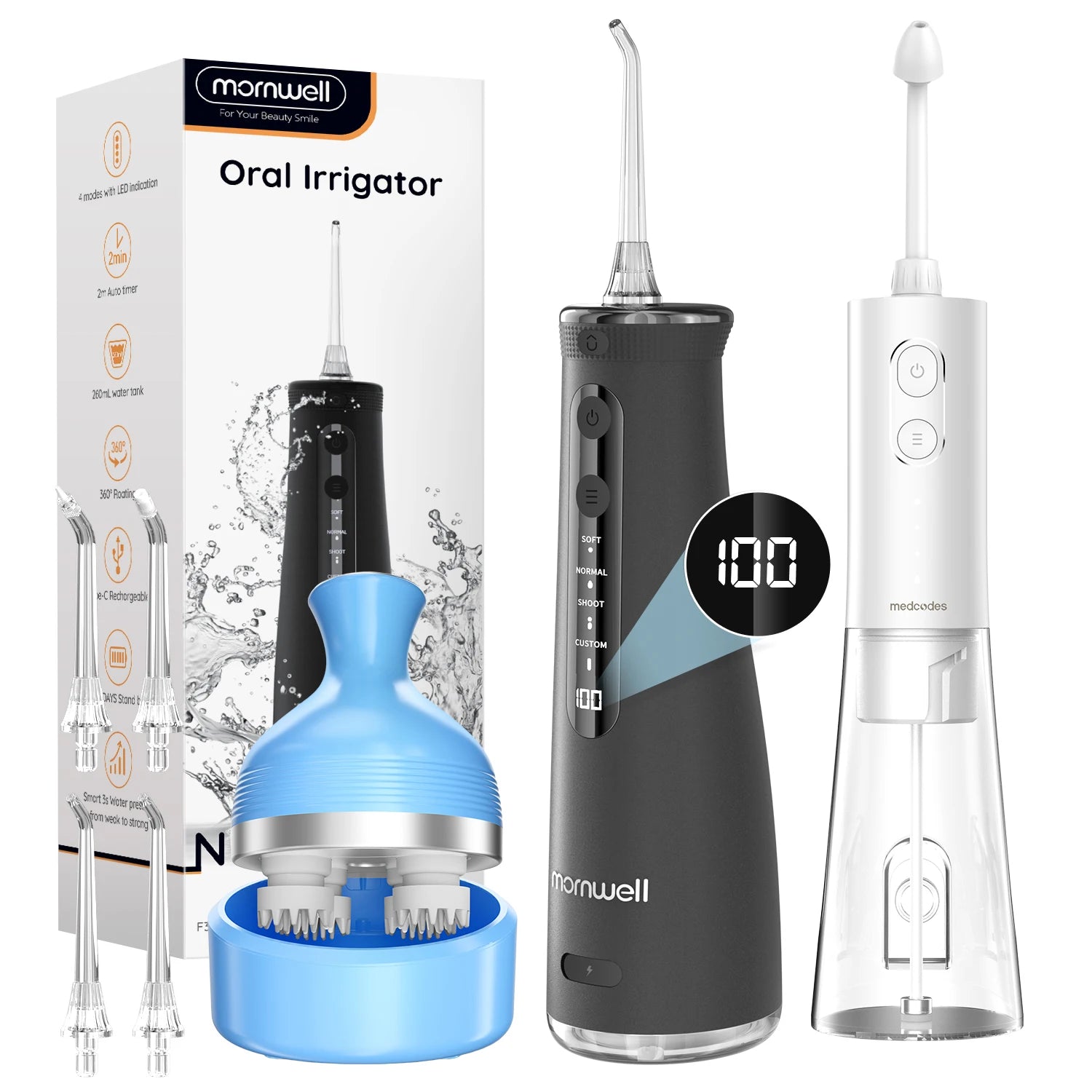 Portable Electric Water Flosser and Scalp Massager Set - 37