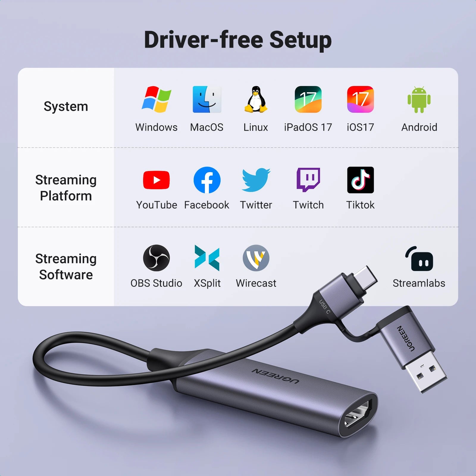 HDMI to USB-C Video Capture Card for Live Streaming and Recording - 6