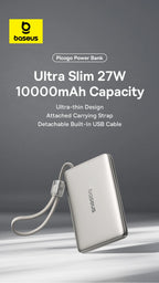 10000mAh Magnetic Wireless Power Bank with Built-in Fast Charge Cable