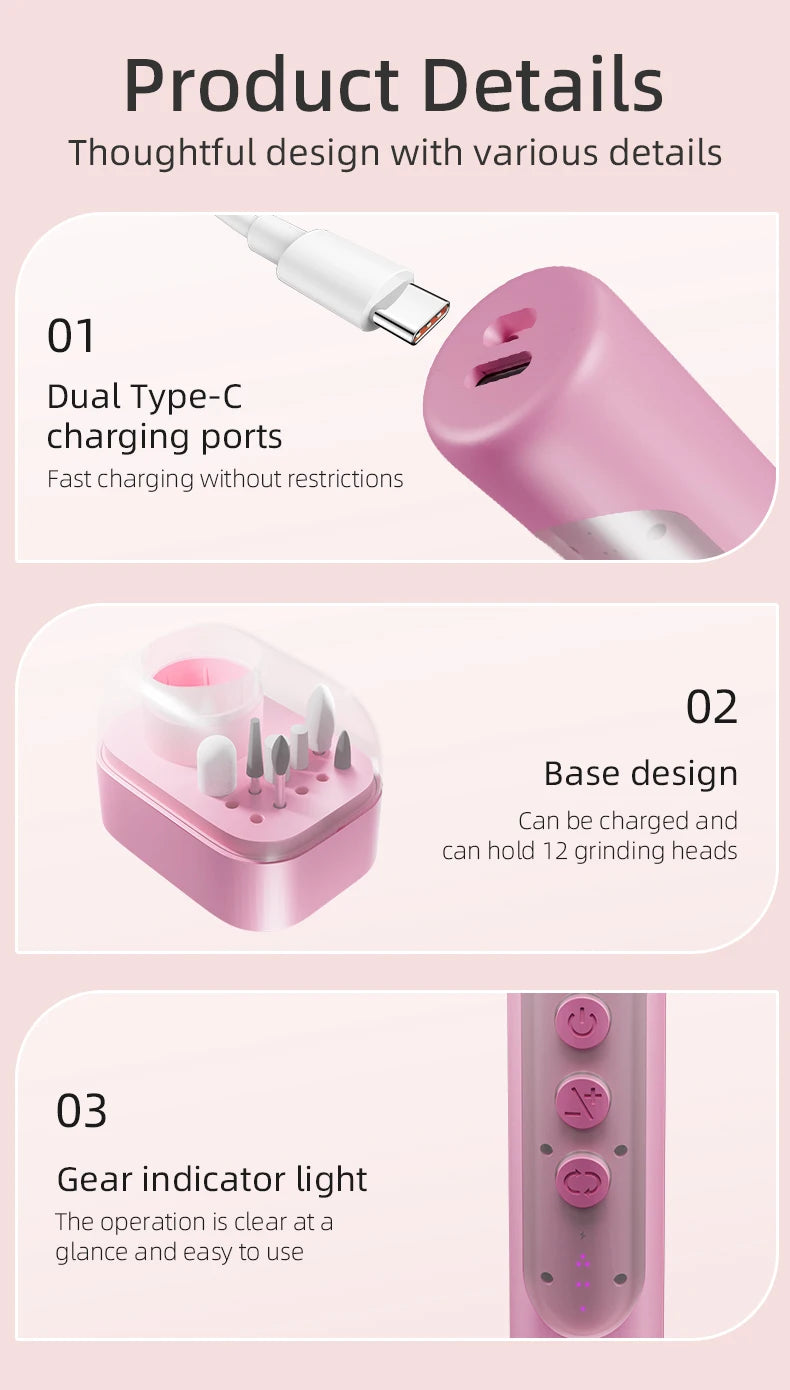 Cordless Electric Nail Drill Kit for Manicure and Pedicure