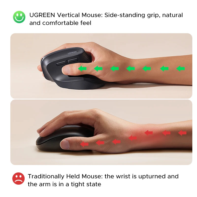 Ergonomic Vertical Wireless Mouse with Bluetooth and 2.4G - 4