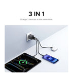 30W GaN Fast Wall Charger with 3 Ports for Smartphones and Tablets