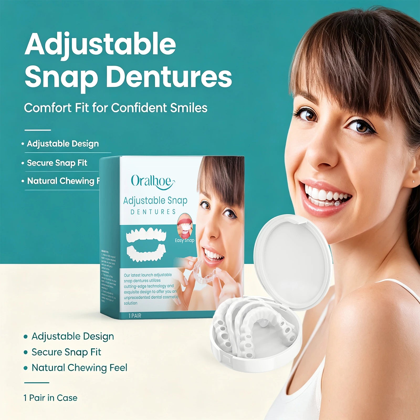 Adjustable Snap-On Dentures for Missing Teeth Repair - 4