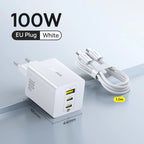 100W GaN Fast Charger with 3-Port USB-C and USB-A