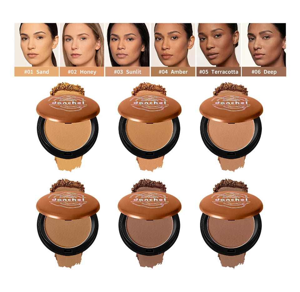 Matte Bronzer Compact Powder for Natural Sun-Kissed Glow
