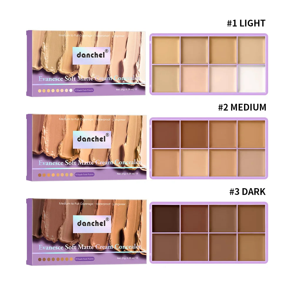 8-Shade Cream Concealer Palette for Full Coverage