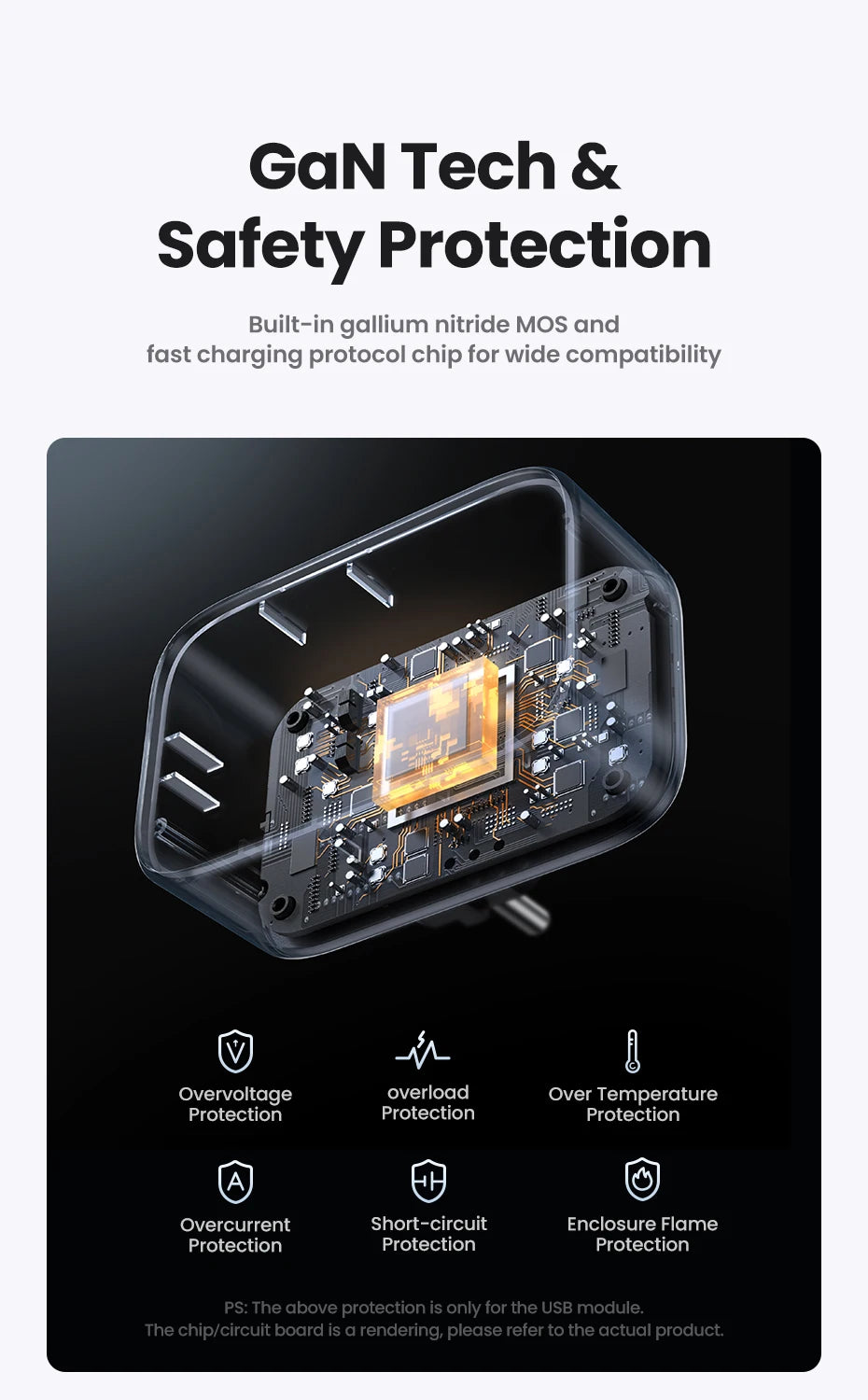 30W GaN Fast Charger with Built-in AC Wall Socket