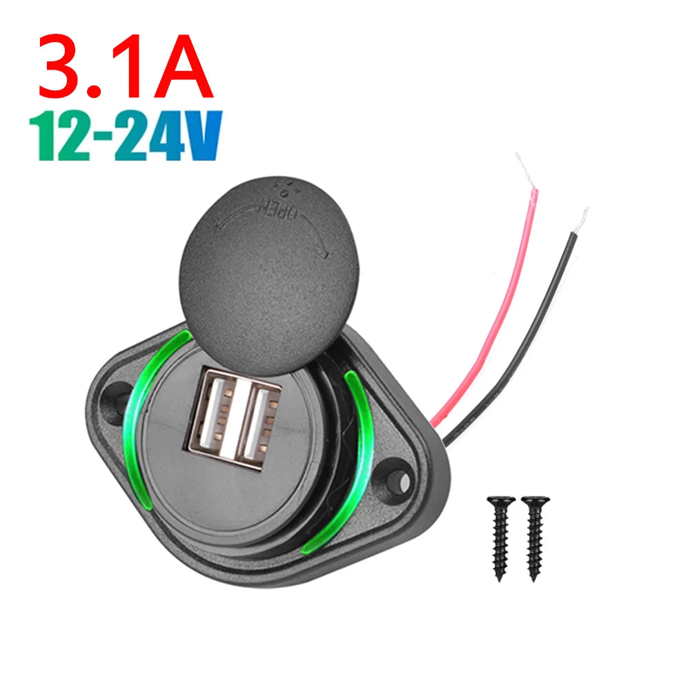 Dual Port USB PD and QC3.0 Power Socket for 12V 24V Vehicles