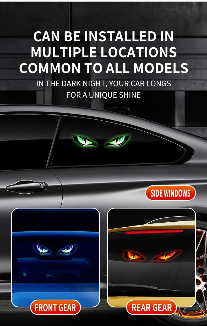 Solar Powered Demon Eye LED Car Warning Light - 8