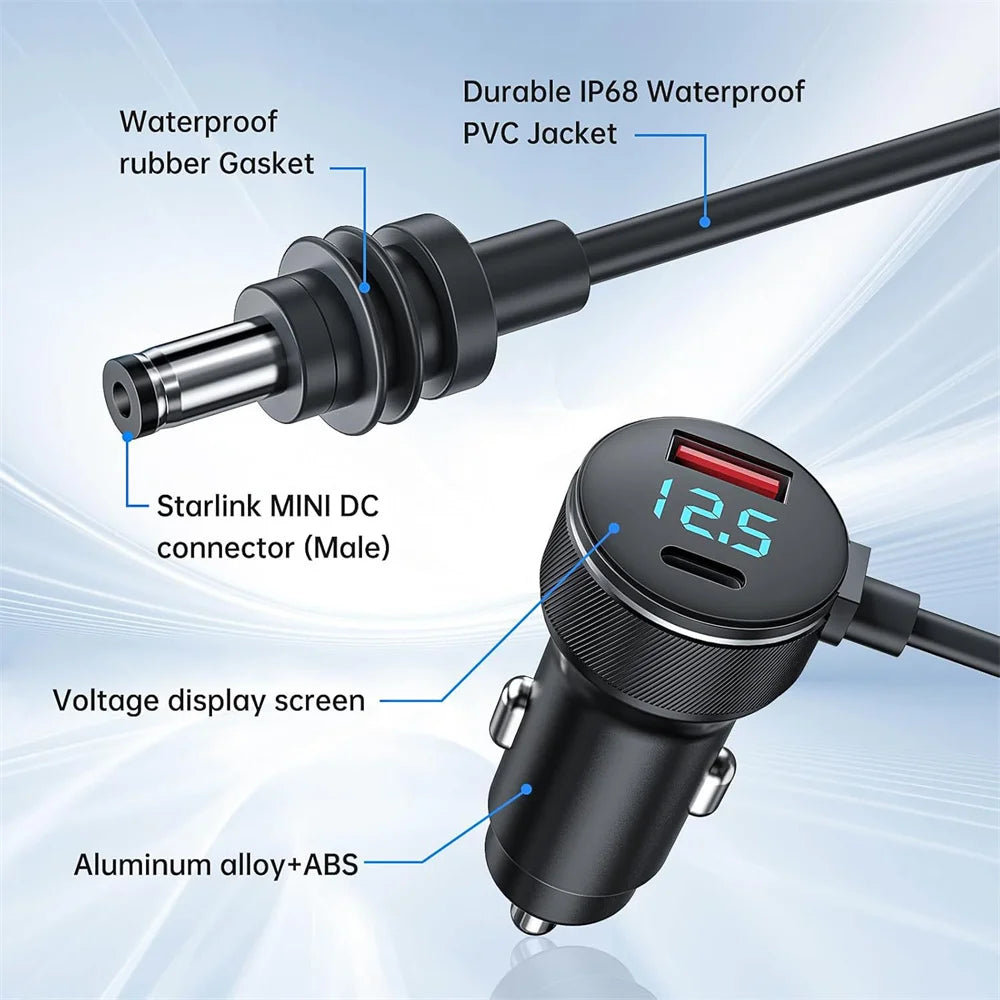 30V 2A Power Adapter for Starlink Mini with Dual USB Charger