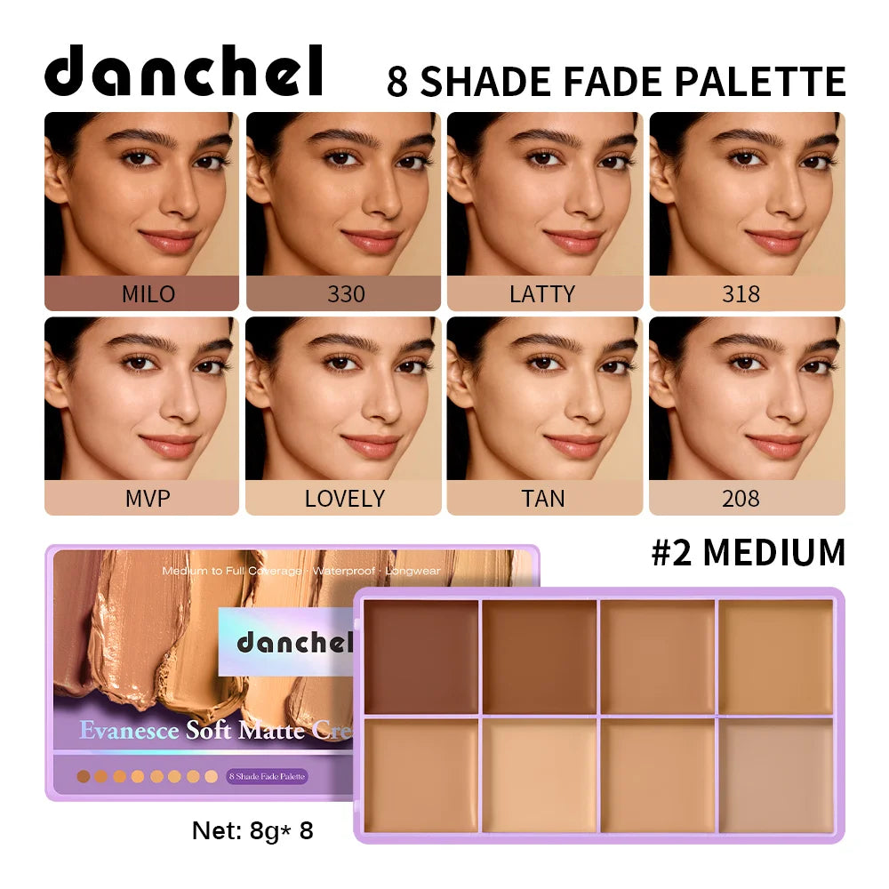 8-Shade Cream Concealer Palette for Full Coverage - 19