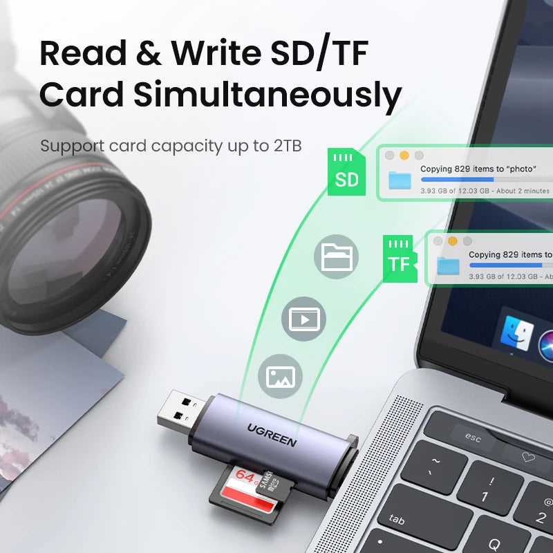 USB 3.0 & USB-C Dual SD and MicroSD Memory Card Reader - 4