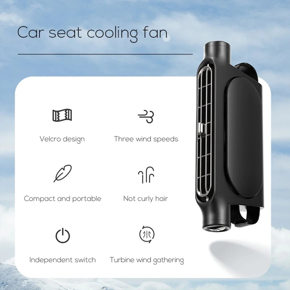 3 Speed Rechargeable Car Seat Cooling Fan with 3000mAh Battery