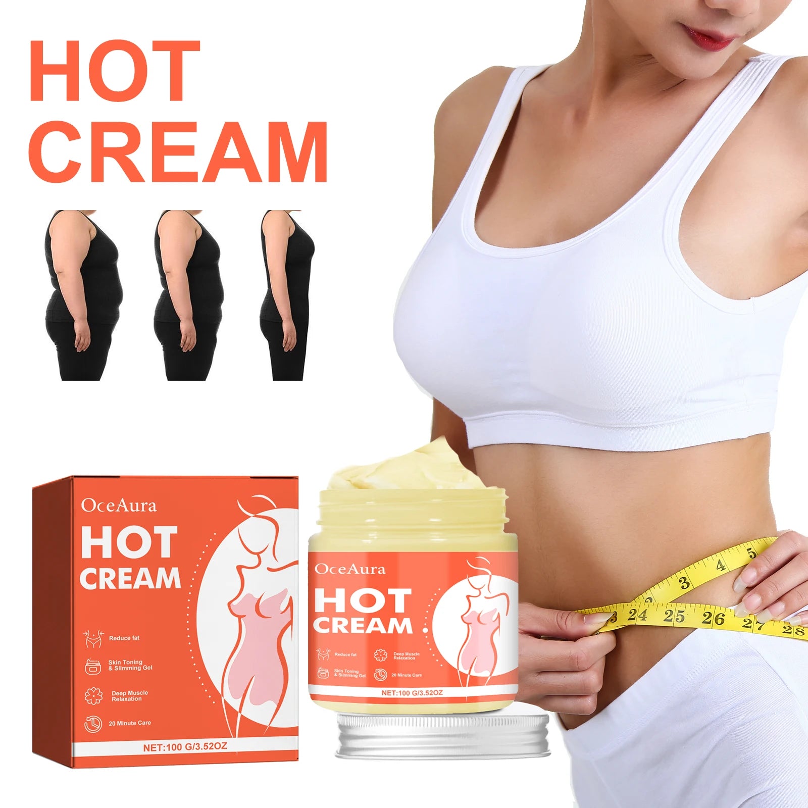 Anti-Cellulite Hot Massage Cream for Body Slimming and Toning - 9