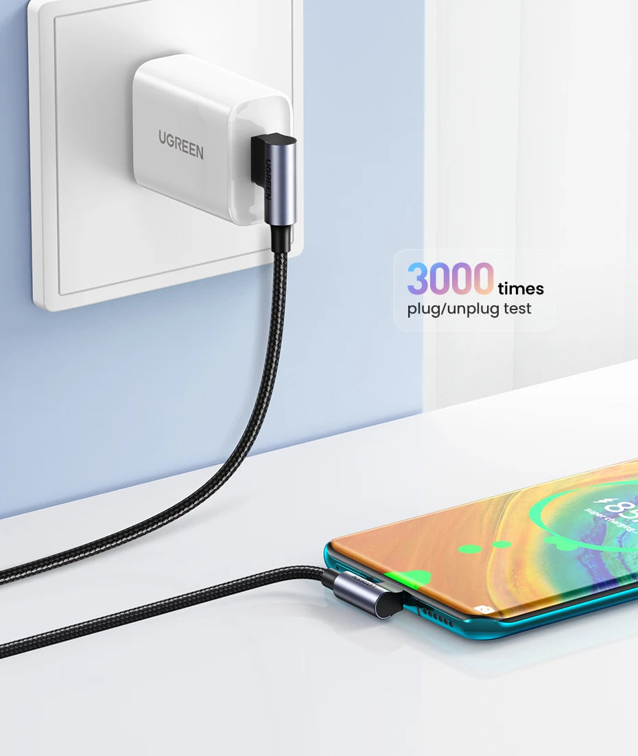 90-Degree USB-C Fast Charging and Data Sync Cable - 16
