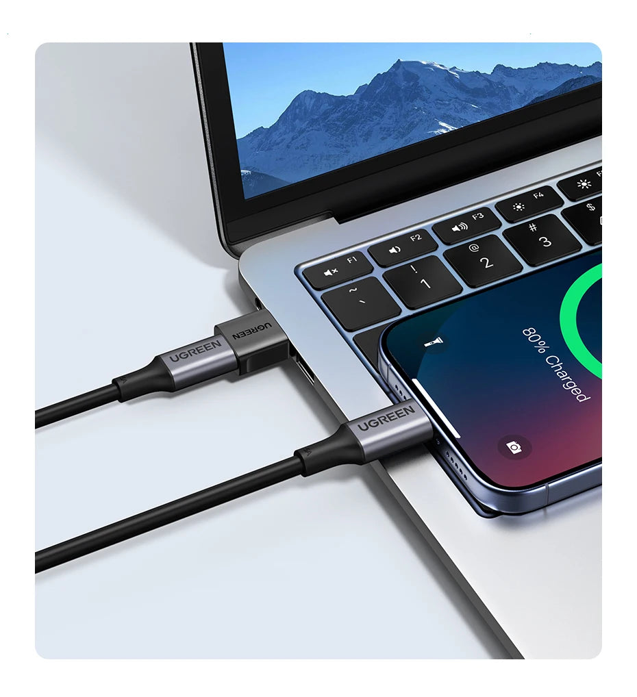 USB-A Male to USB-C Female OTG Adapter for Data and Charging