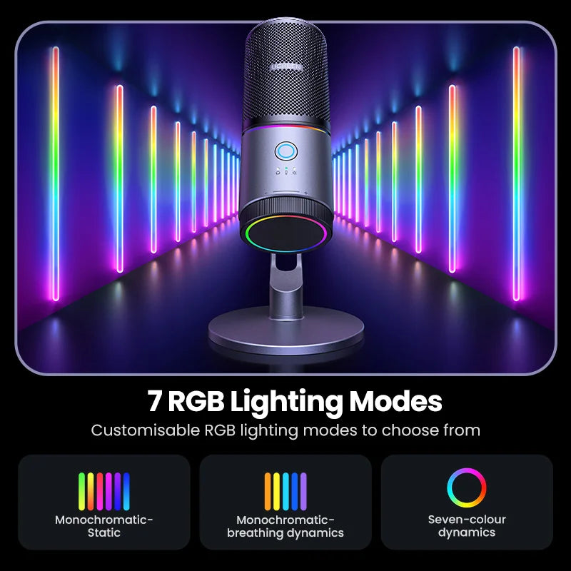 USB Condenser Microphone with RGB for Gaming and Streaming