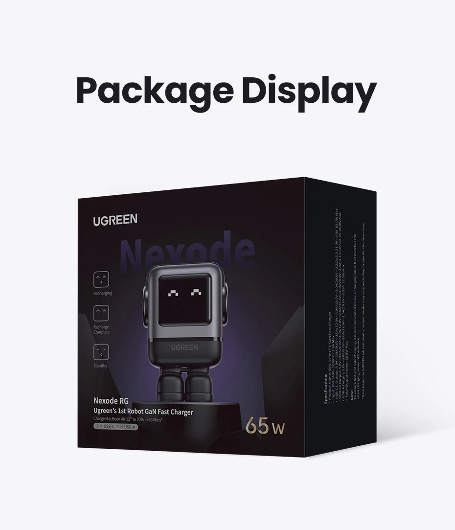 65W GaN USB-C Robot Fast Charger for Laptops and Smartphones - 26