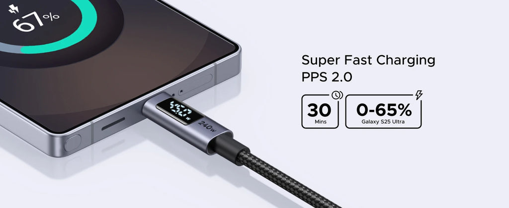 240W USB-C Fast Charging Cable with LED Real-Time Power Display