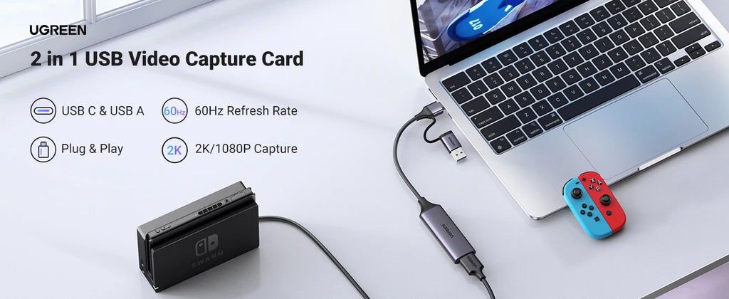 HDMI to USB-C Video Capture Card for Live Streaming and Recording